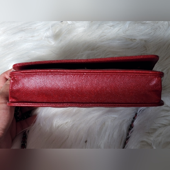 CHANEL Caviar Quilted Wallet On Chain WOC Red - Picture 8 of 9